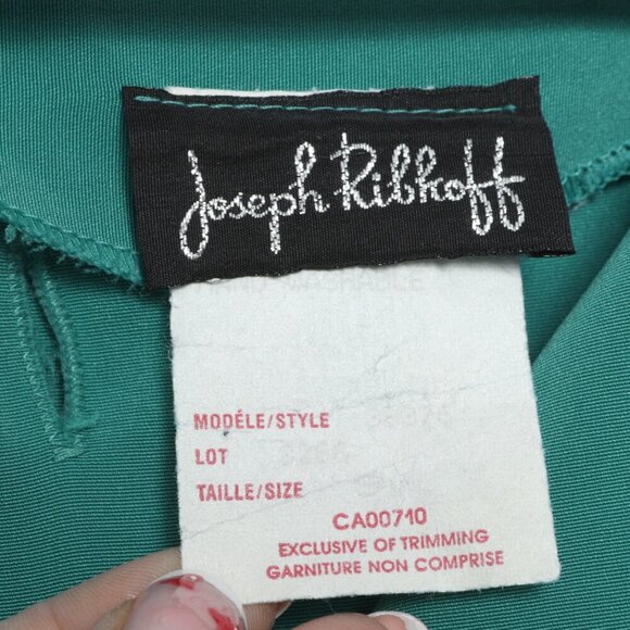 Vintage Joseph Ribkoff Midi Pleated Dress Secretary Geek Green Black Belted 80s - Picture 7 of 13